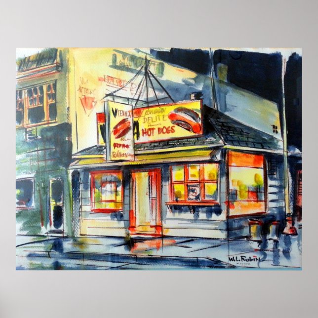 36"x24" Red Hot Ranch Watercolor Chicago Poster (Front)