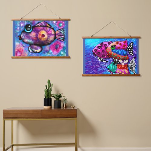 36x26 Set of Two Tapestries Whimsical Fish
