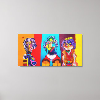 36" X 18" STRETCHED CANVAS ABSTRACT LADIES PRINT