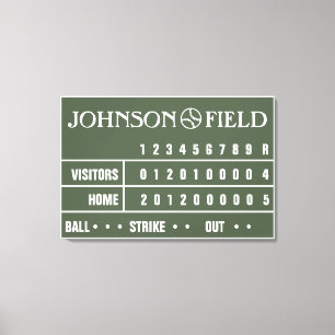 36" x 24" Baseball Scoreboard Wrapped Canvas Print