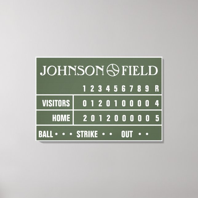 36" x 24" Baseball Scoreboard Wrapped Canvas Print (Front)