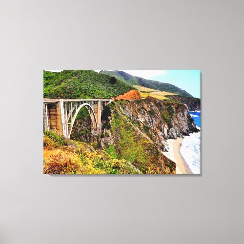 36 X 24 BIXBY BRIDGE CALIFORNIA COAST CANVAS PRINT