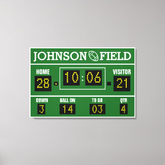 36" x 24" Personalized Football Scoreboard Canvas Print