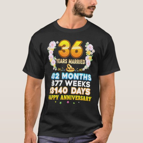 36 Year Married Happy 36th Wedding Anniversary Cou T_Shirt