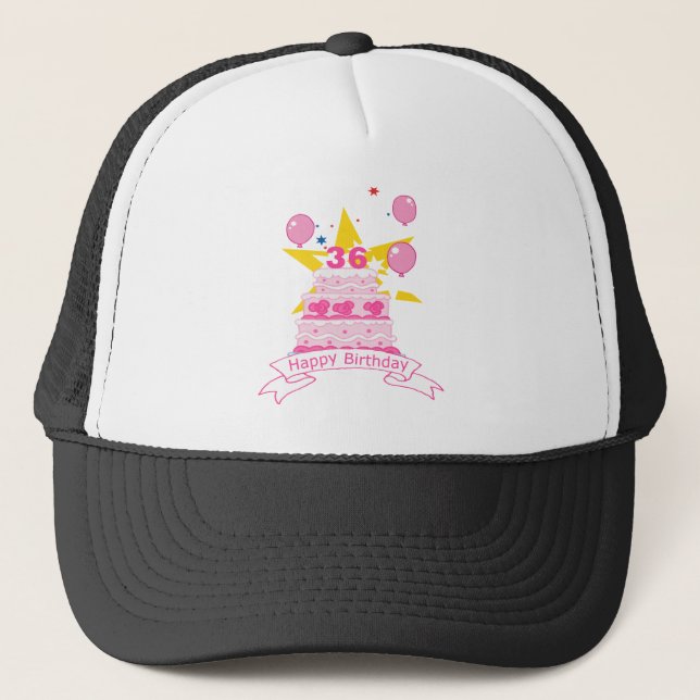 36 Year Old Birthday Cake Trucker Hat (Front)
