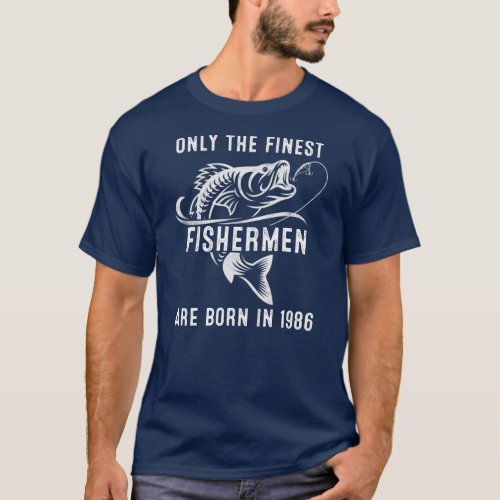 36 Year Old Fishing Fisherman 1986 36 th Birthday T_Shirt
