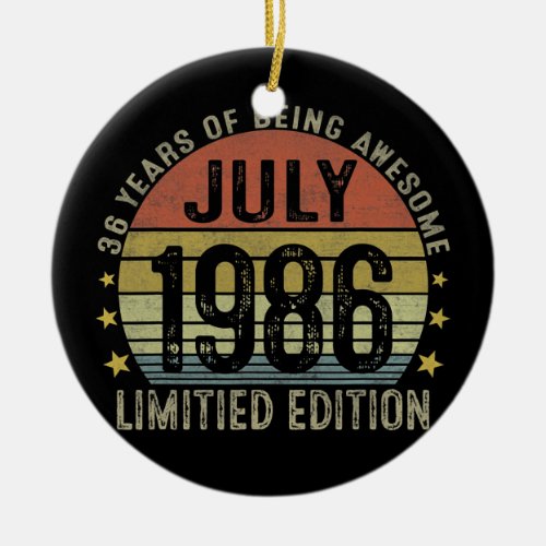 36 Year Old Gifts July 1986 Limited Edition 36th Ceramic Ornament