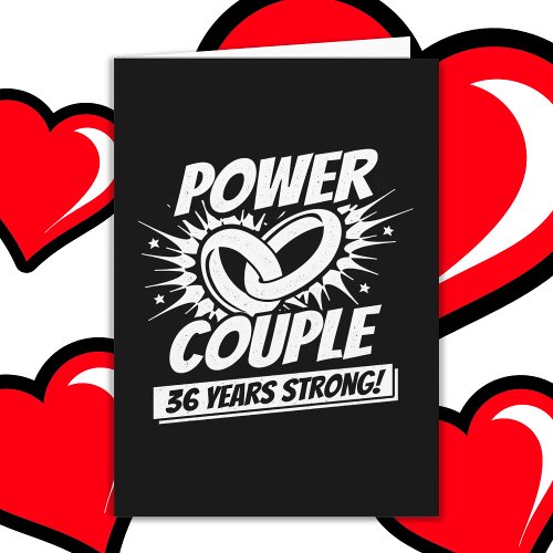 36 Years Comic Super Power Couple 36th Anniversary Card