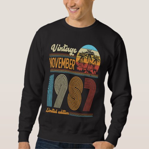 36 Years Old Birthday  Vintage November 1987 Women Sweatshirt