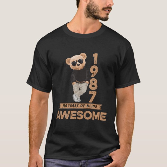 36Th 1987 Original Awesome Teddy Bear T-Shirt (Front)
