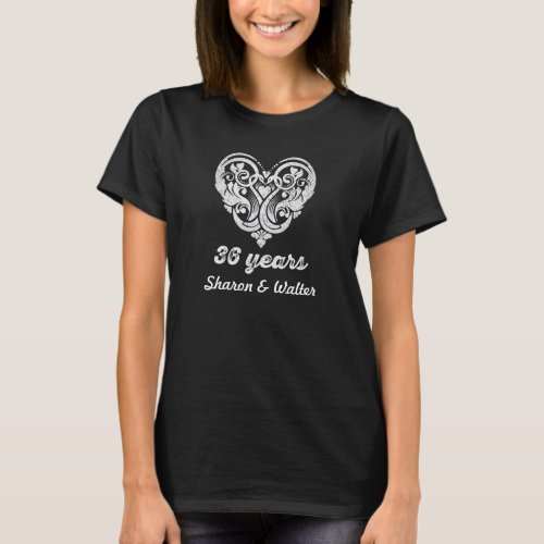 36th Anniversary Custom Heart Chalkboard T_Shirt