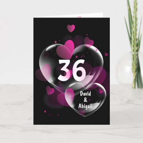 36th Anniversary Heart Bubbles on Black Card