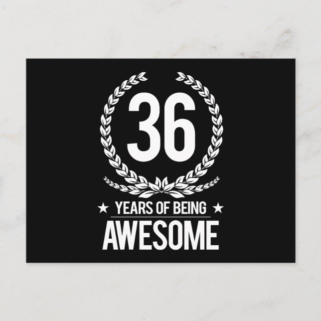 36th Birthday (36 Years Of Being Awesome) Postcard (Front)