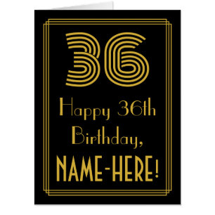36th Birthday: Art Deco Inspired Look “36” + Name Card