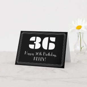 36th Birthday: Art Deco Inspired Look "36" & Name Card