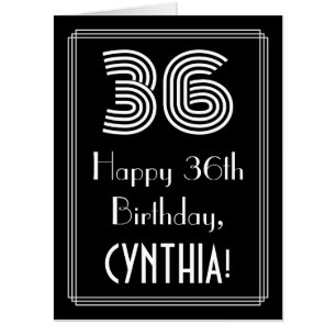 36th Birthday — Art Deco Inspired Look “36” + Name Card