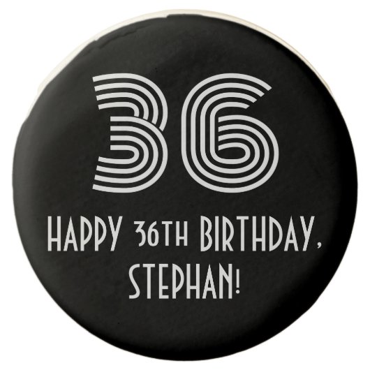 36th Birthday - Art Deco Inspired Look "36", Name Chocolate Covered Oreo (Front)