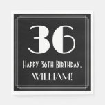 [ Thumbnail: 36th Birthday ~ Art Deco Inspired Look "36", Name Napkins ]