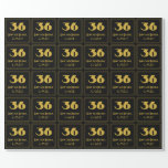 [ Thumbnail: 36th Birthday – Art Deco Inspired Look "36" & Name Wrapping Paper ]
