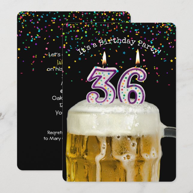 36th Birthday Beer Party Invitation (Front/Back)