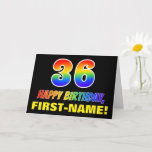 [ Thumbnail: 36th Birthday: Bold, Fun, Simple, Rainbow 36 Card ]