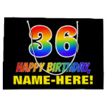 [ Thumbnail: 36th Birthday: Bold, Fun, Simple, Rainbow 36 Gift Bag ]