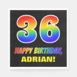 [ Thumbnail: 36th Birthday: Bold, Fun, Simple, Rainbow 36 Napkins ]