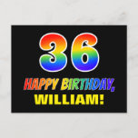 [ Thumbnail: 36th Birthday: Bold, Fun, Simple, Rainbow 36 Postcard ]