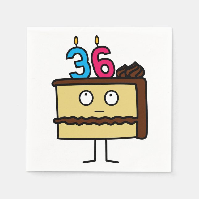 36th Birthday Cake with Candles Paper Napkins (Front)