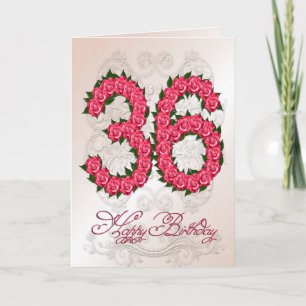 36th birthday card with roses and leaves