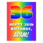 [ Thumbnail: 36th Birthday: Colorful, Fun Rainbow Pattern # 36 Card ]