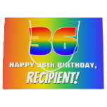 [ Thumbnail: 36th Birthday: Colorful, Fun Rainbow Pattern # 36 Gift Bag ]