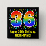 [ Thumbnail: 36th Birthday: Colorful Music Symbols, Rainbow 36 Button ]
