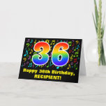 [ Thumbnail: 36th Birthday: Colorful Music Symbols & Rainbow 36 Card ]