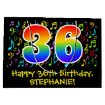 [ Thumbnail: 36th Birthday - Colorful Music Symbols, Rainbow 36 Gift Bag ]