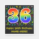 [ Thumbnail: 36th Birthday - Colorful Music Symbols, Rainbow 36 Napkins ]