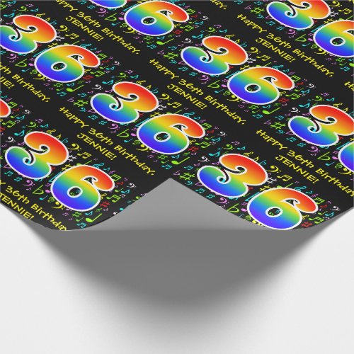 36th Birthday Colorful Music Symbols Rainbow 36 Wrapping Paper