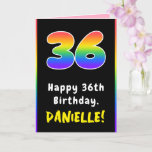 [ Thumbnail: 36th Birthday: Colorful Rainbow # 36, Custom Name Card ]