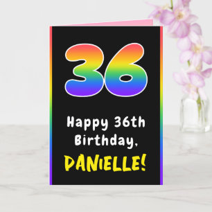 36th Birthday: Colorful Rainbow # 36, Custom Name Card