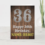 [ Thumbnail: 36th Birthday: Country Western Inspired Look, Name Card ]