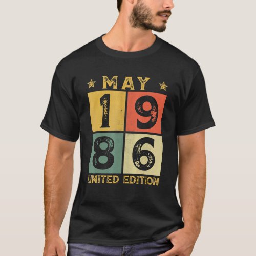 36th Birthday Decorations May 1986 36 Years Old T_Shirt