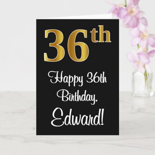 36th Birthday  Elegant Luxurious Faux Gold Look  Card