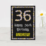 [ Thumbnail: 36th Birthday: Floral Flowers Number, Custom Name Card ]