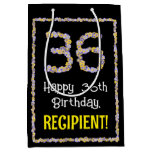 [ Thumbnail: 36th Birthday: Floral Flowers Number, Custom Name Gift Bag ]