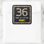 [ Thumbnail: 36th Birthday: Floral Flowers Number, Custom Name Sticker ]