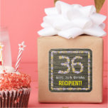 [ Thumbnail: 36th Birthday: Floral Number, Faux Wood Look, Name Sticker ]