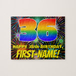 [ Thumbnail: 36th Birthday: Fun, Colorful Celebratory Fireworks Jigsaw Puzzle ]