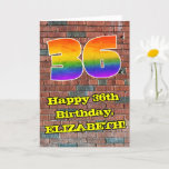 [ Thumbnail: 36th Birthday: Fun Graffiti-Inspired Rainbow 36 Card ]