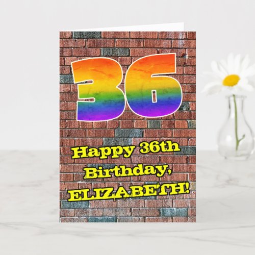36th Birthday Fun Graffiti_Inspired Rainbow 36 Card