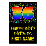 [ Thumbnail: 36th Birthday: Fun Music Symbols + Rainbow # 36 Card ]